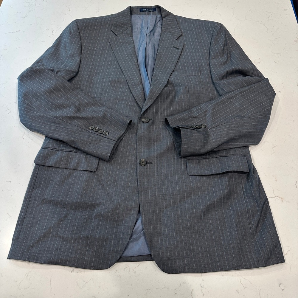 Ralph Lauren Mens 50R Gray Pinstripe Wool Blazer Dillard's Two Button Sport Coat